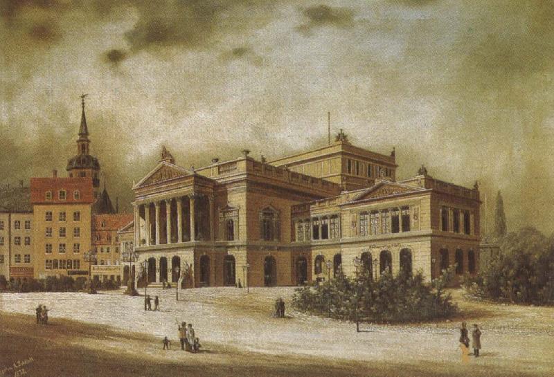 arthur o shaughnessy the leipzig opera house in the augstusplatz oil painting picture